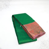 Amman saree embose green color with peacock motif border folded view for goddess idol decoration