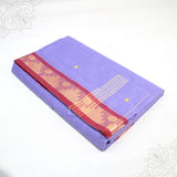 Amman saree pure cotton small border lavender with maroon zigzag design folded view for goddess decoration