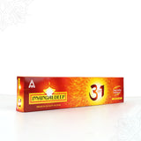 Mangaldeep 3in1 agarbatti charcoal-free incense sticks red box shown in a slight left angled side view against a white backdrop.