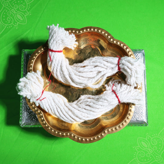 Long Nool Thiri pack of 2 traditional cotton wicks displayed for puja lamp lighting.