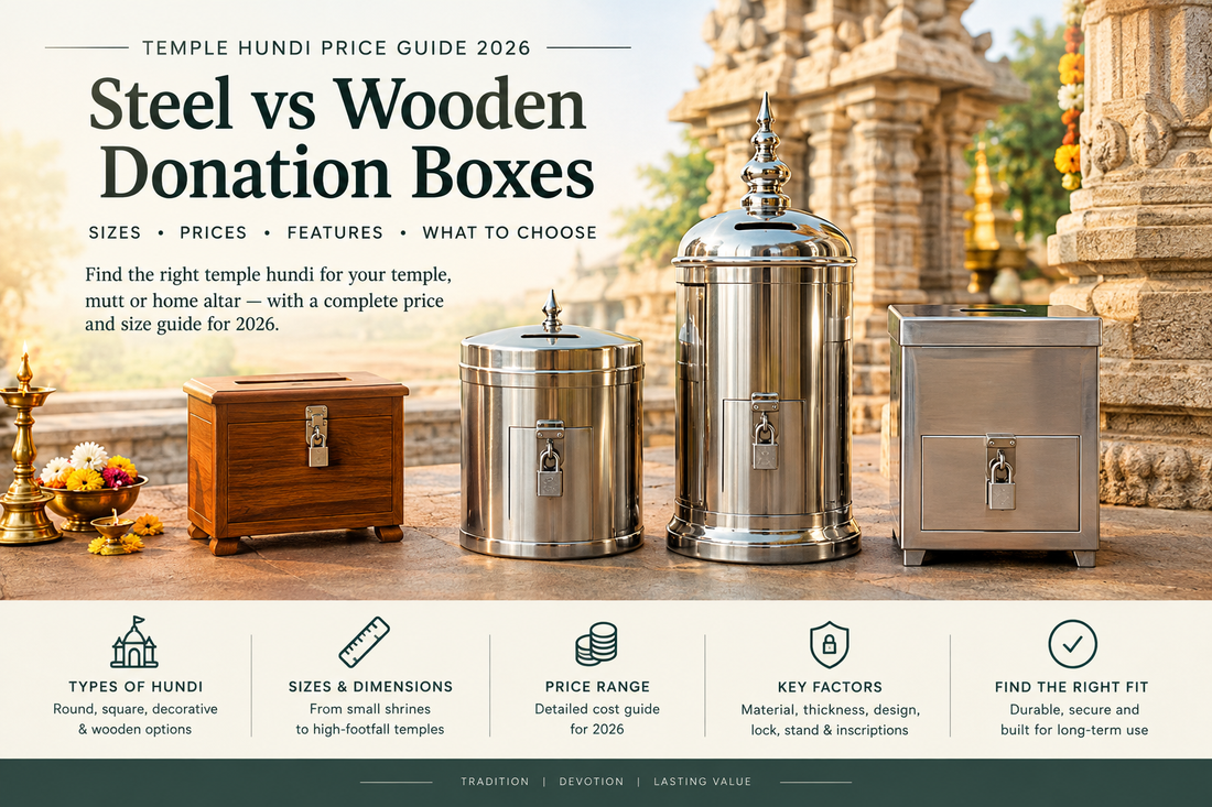 Temple Hundi Price Guide 2026: Steel vs Wooden Donation Box Sizes & Cost