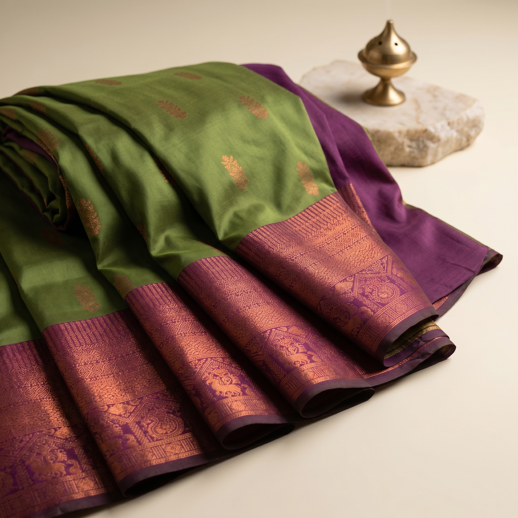 Amman Soft Silk Saree - 8inch Border for Vigraha Alankaram