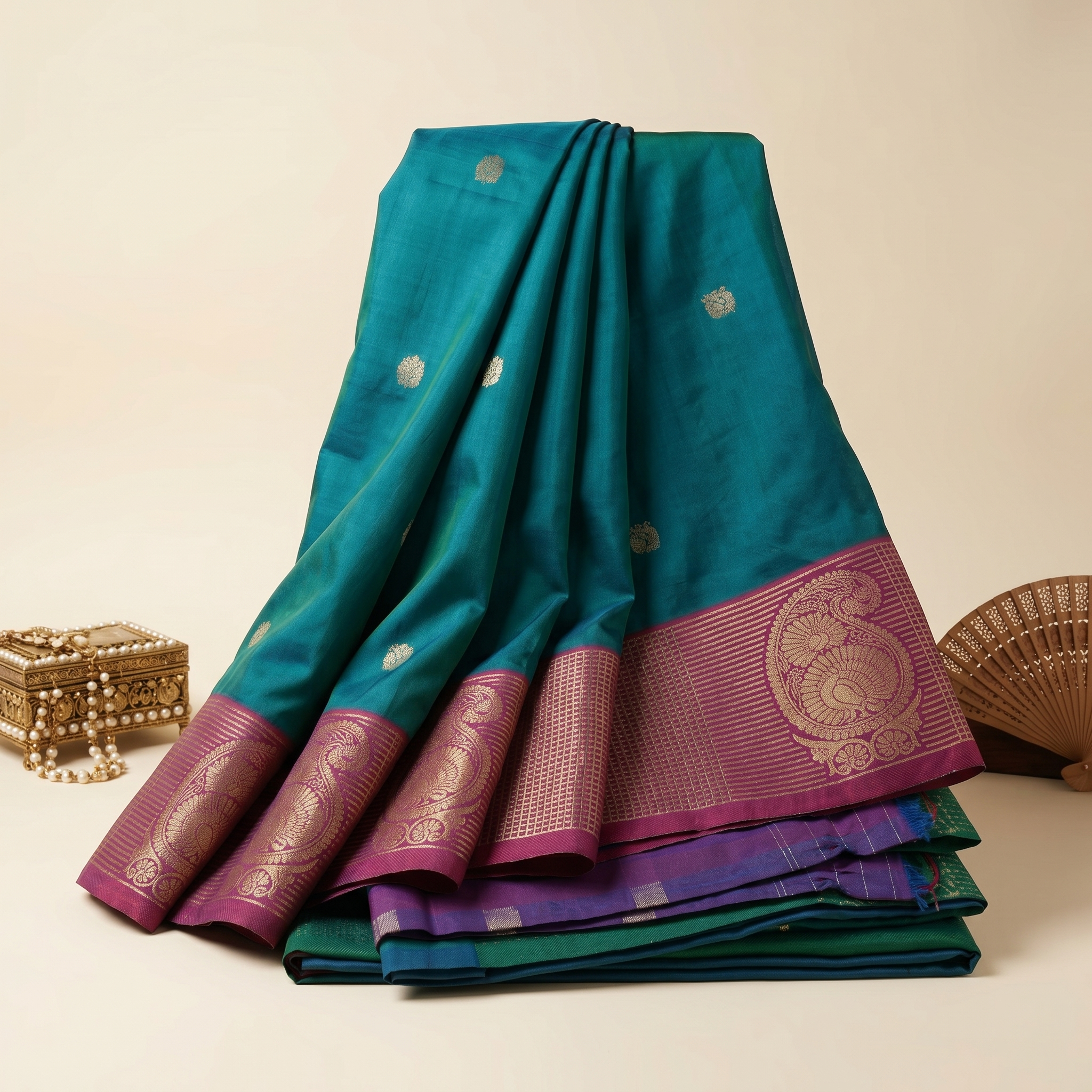 Amman Soft Silk Saree - 8inch Border for Vigraha Alankaram