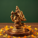 Lord Ganesha Brass Statue 3.5 Inch for Home Temple