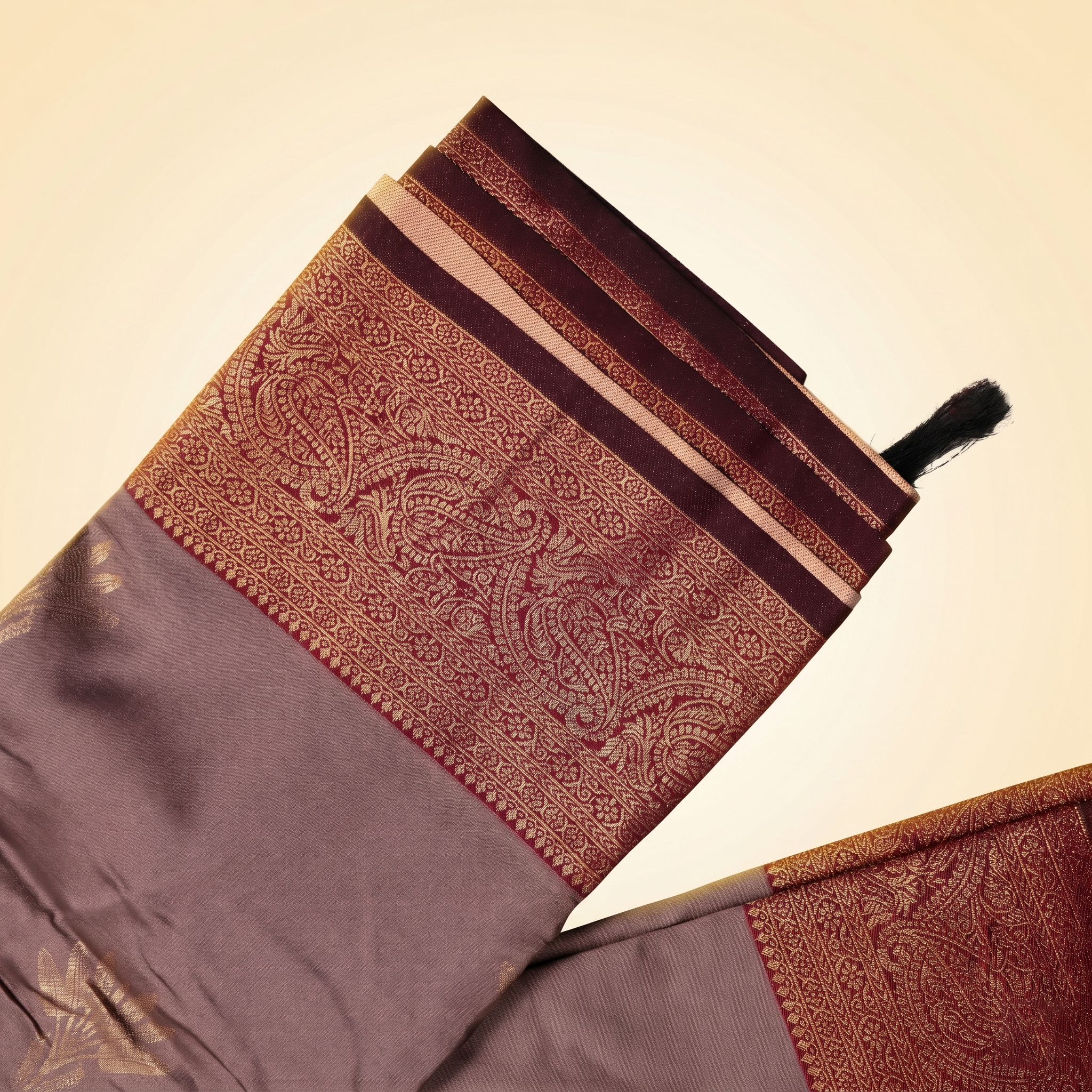 Amman Soft Silk Saree Banana Tree Design - 4inch Border for Devi Puja