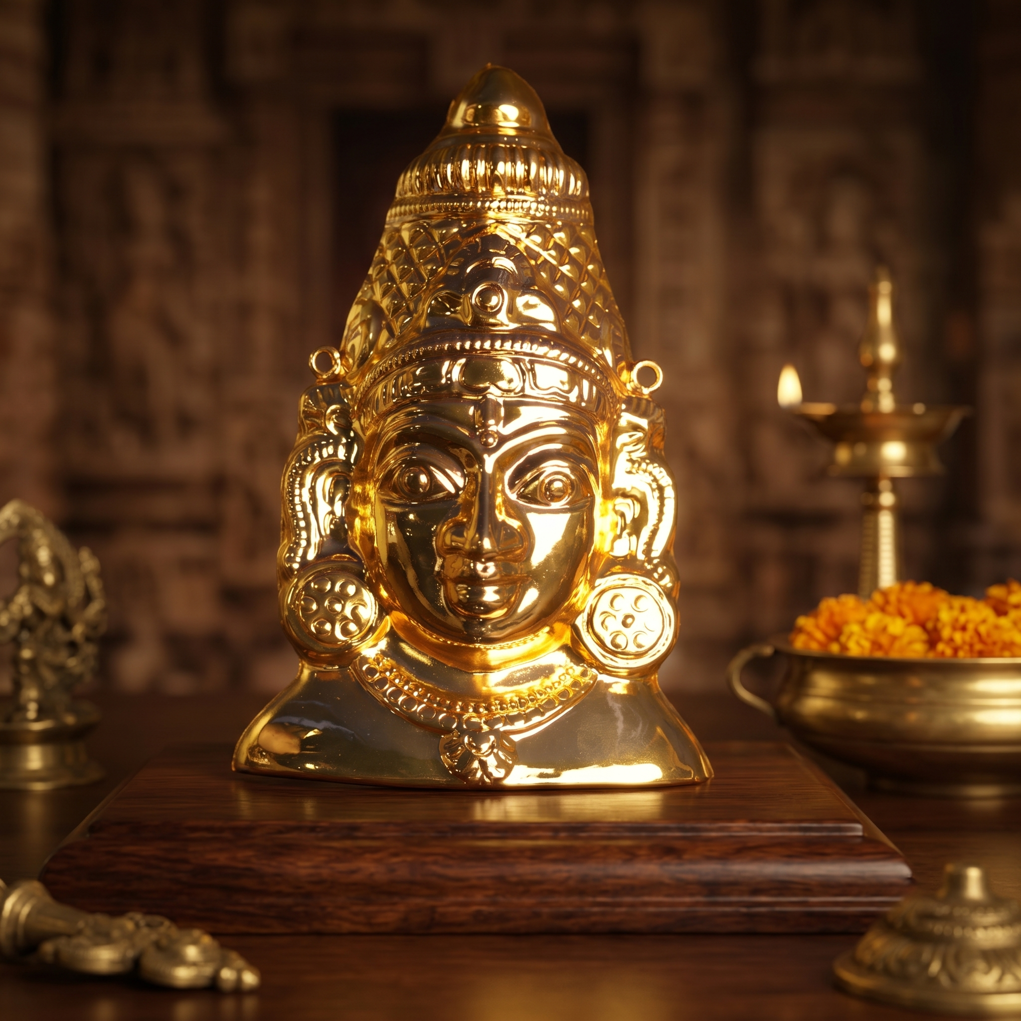 Amman Face - Plain - Gold Coated for Deity Alankaram