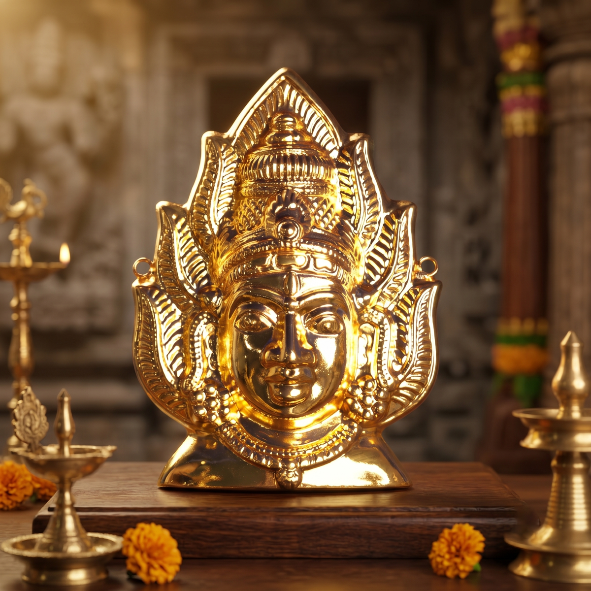 Amman Face - Sudar - Gold Coated for Temple Alankaram