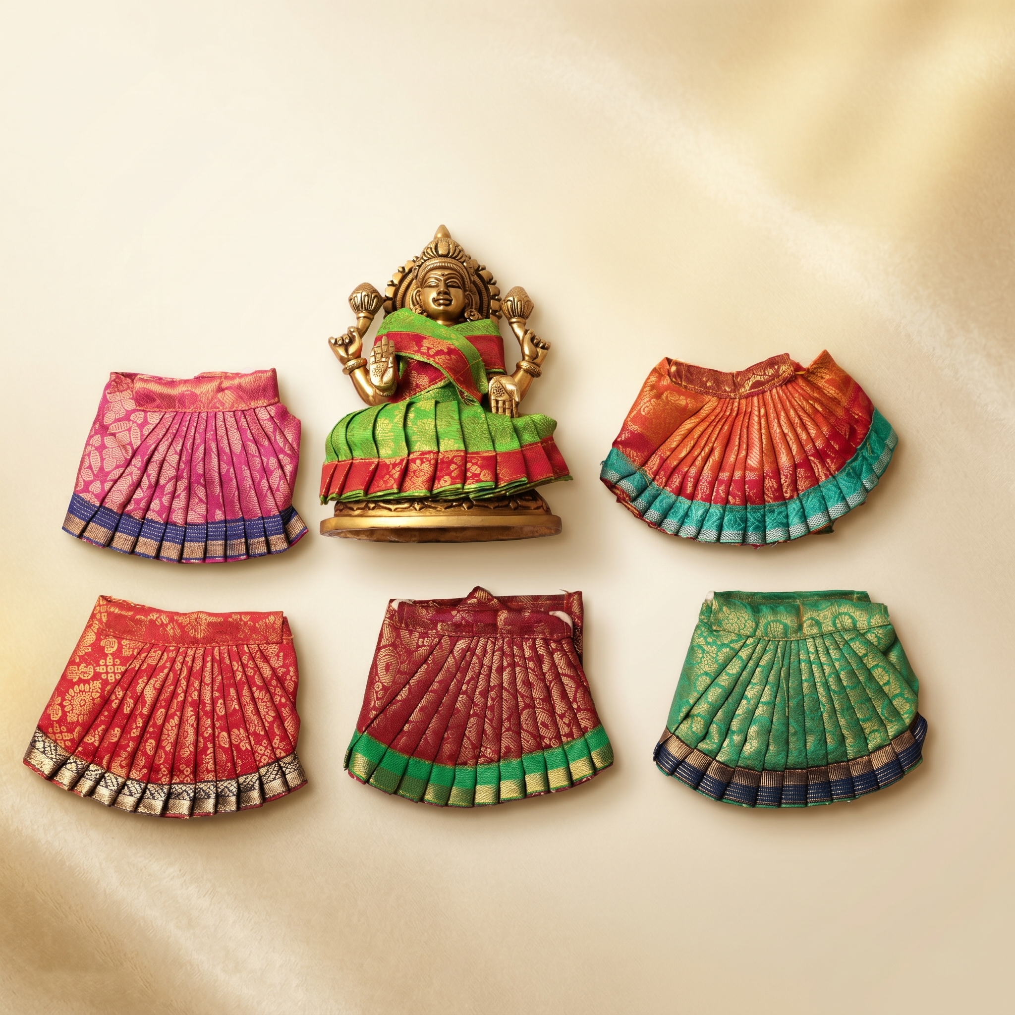 Amman Saree type Pavadai - Silk cloth model - 4 inch for Deity Adornment