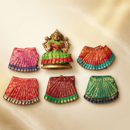 Amman Saree type Pavadai - Silk cloth model - 4 inch for Deity Adornment