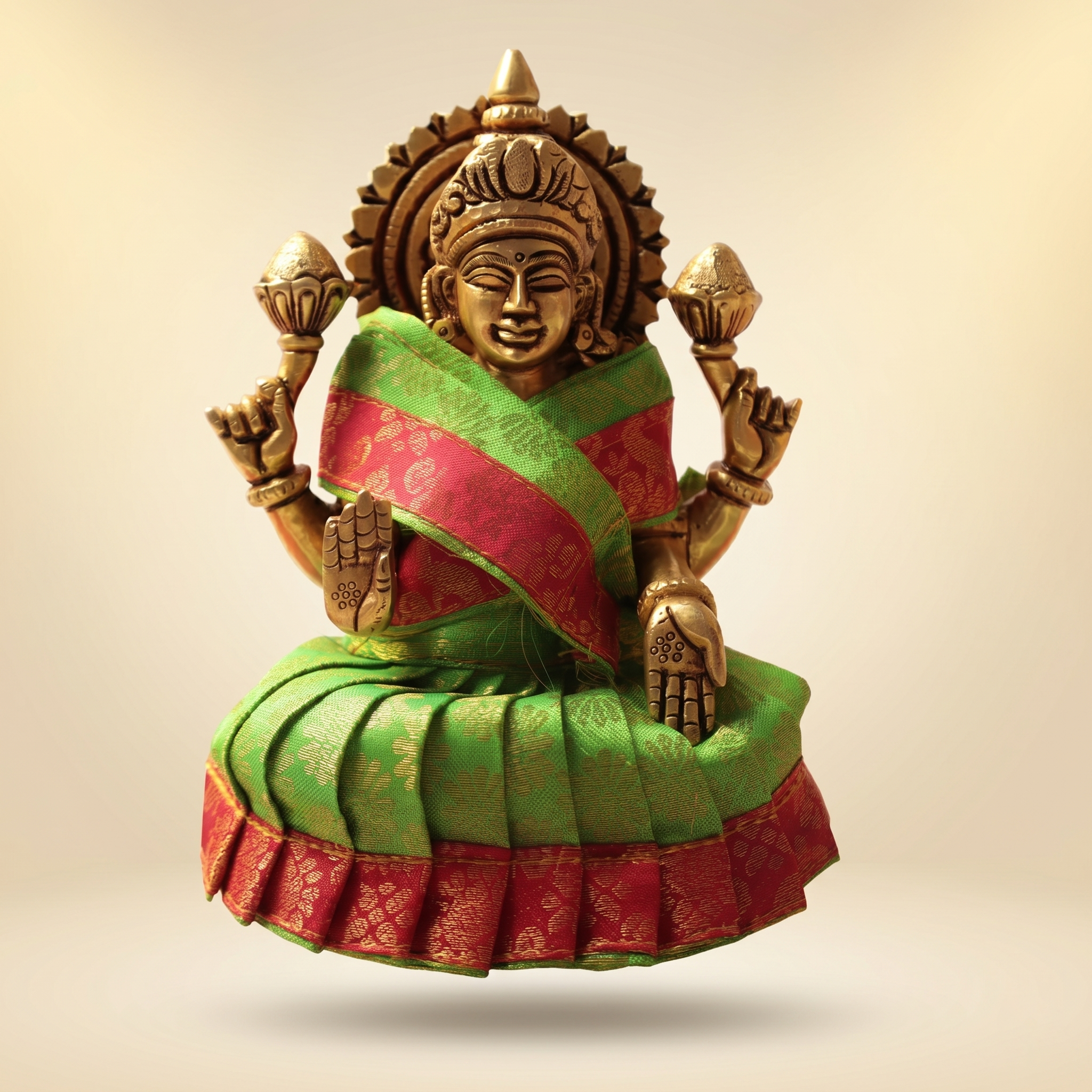 Amman Saree type Pavadai - Silk cloth model - 4 inch for Deity Adornment
