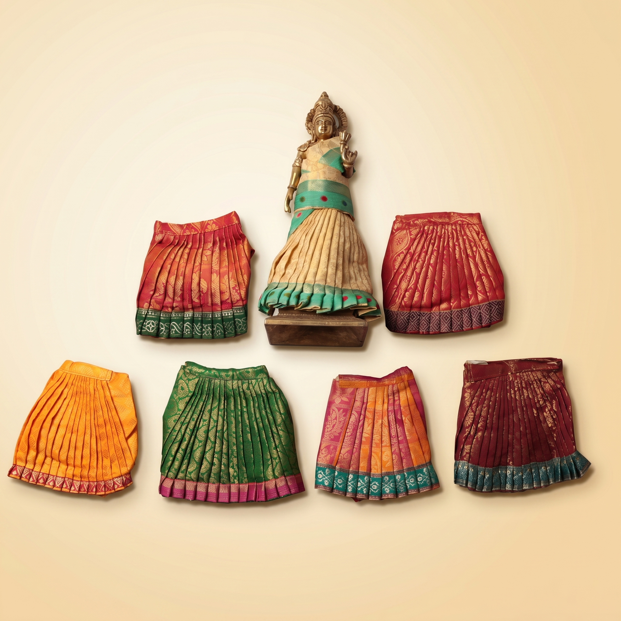 Amman Saree type Pavadai - Silk cloth model - 6 inch for Deity Dressing