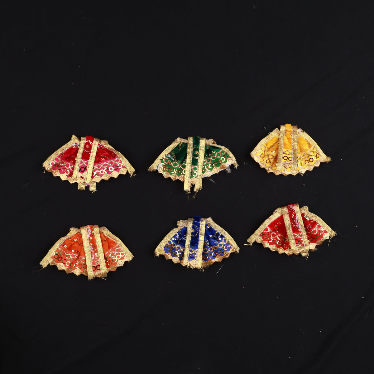 Amman Pavadai velvet type design mini skirts in six colors pink green yellow orange blue red front view set