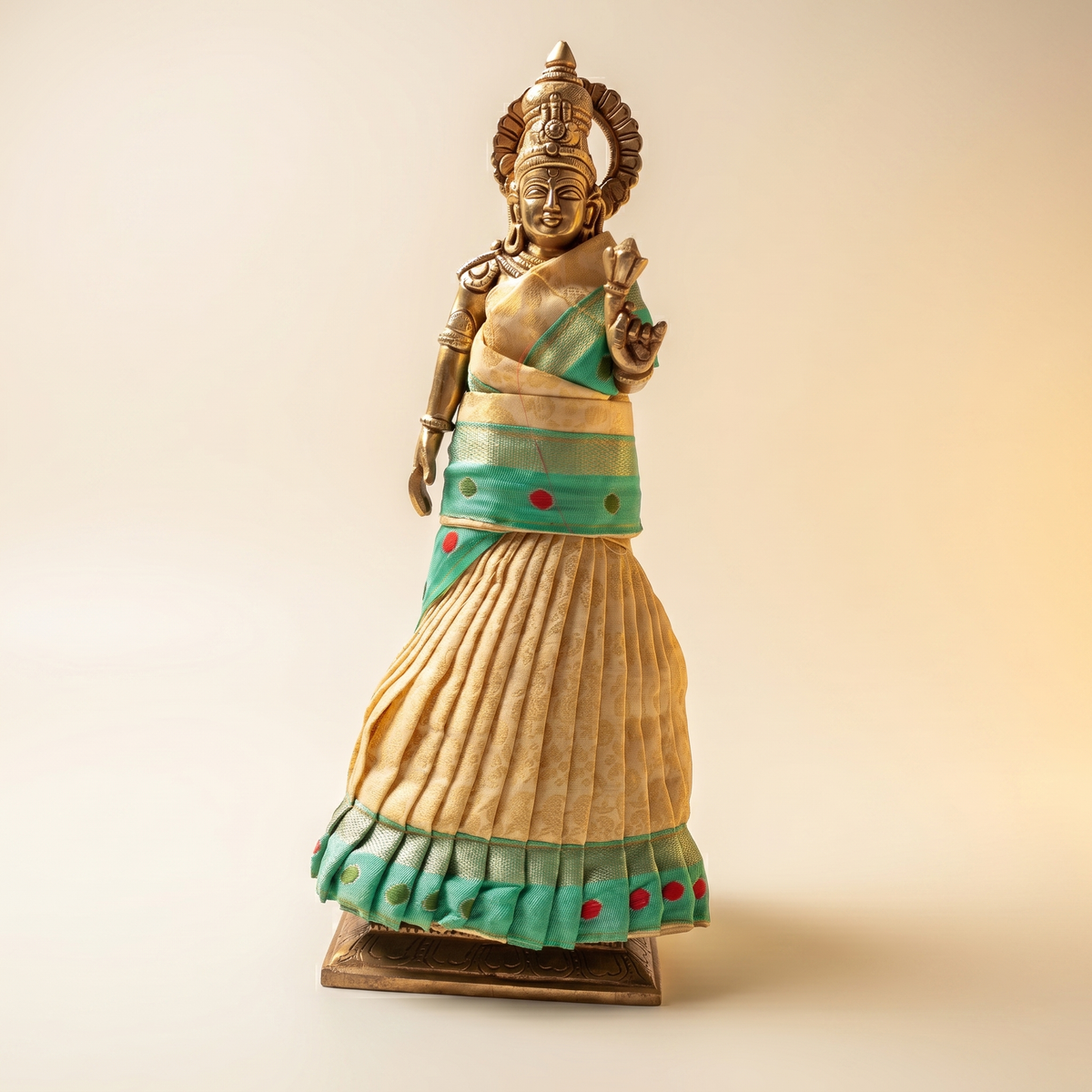 Amman Saree type Pavadai - Silk cloth model - 6 inch for Deity Dressing