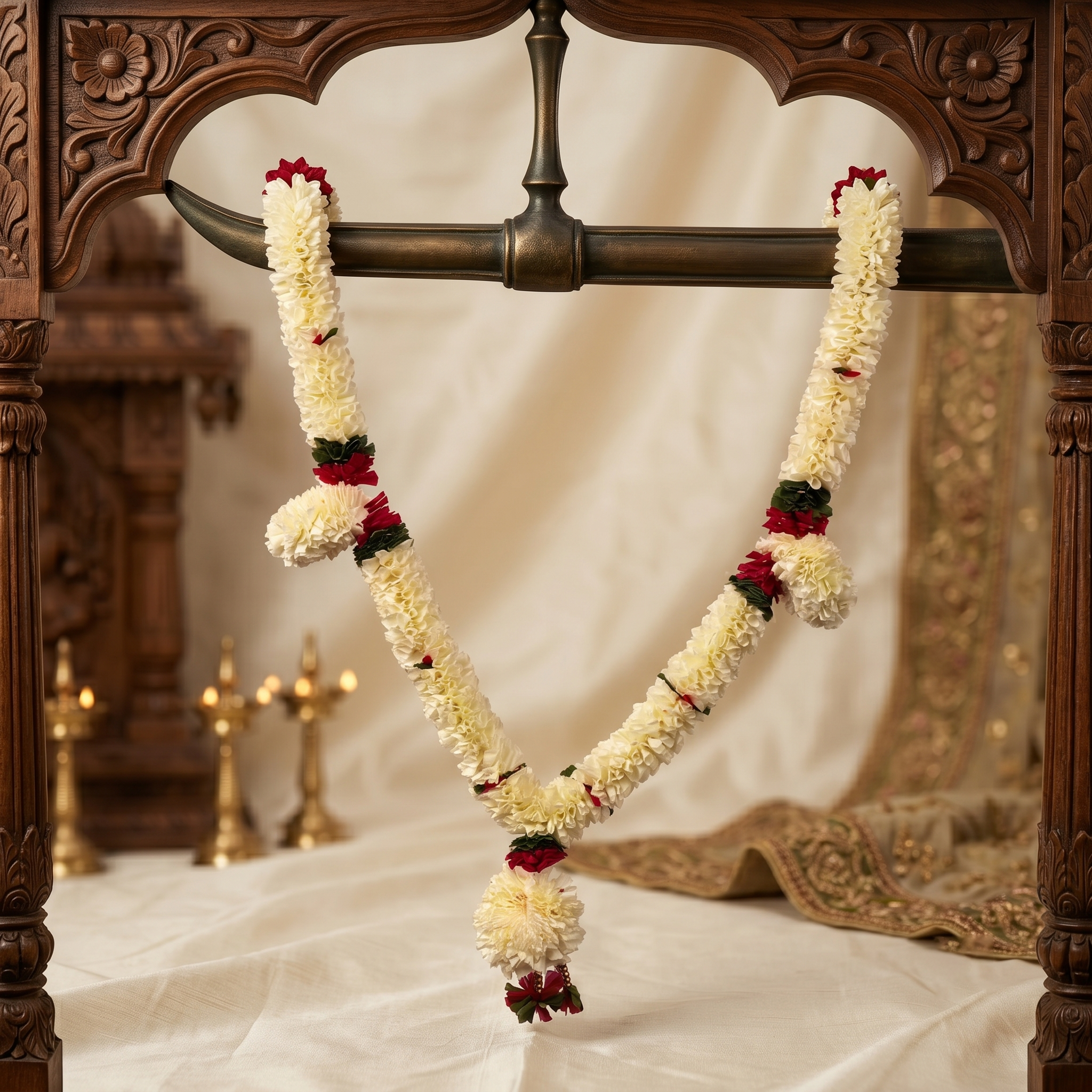 Decorative Flower Garland Malai - Reception Malai - White