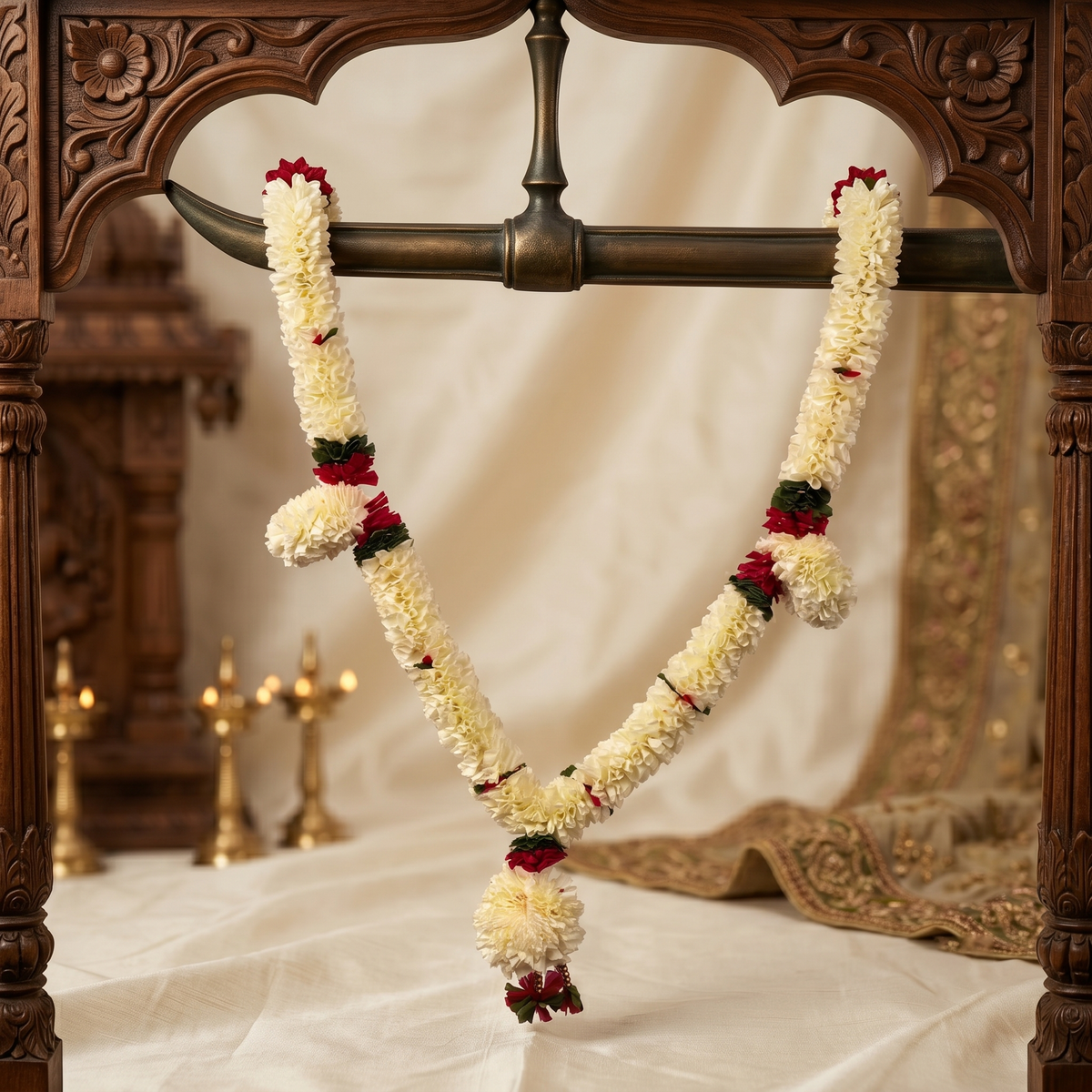 Decorative Flower Garland Malai - Reception Malai - White