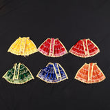 Amman Pavadai velvet type design mini skirts in yellow red green blue orange with printed floral pattern front view
