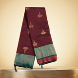 Amman Soft Silk Saree Banana Tree Design - 4inch Border for Devi Puja