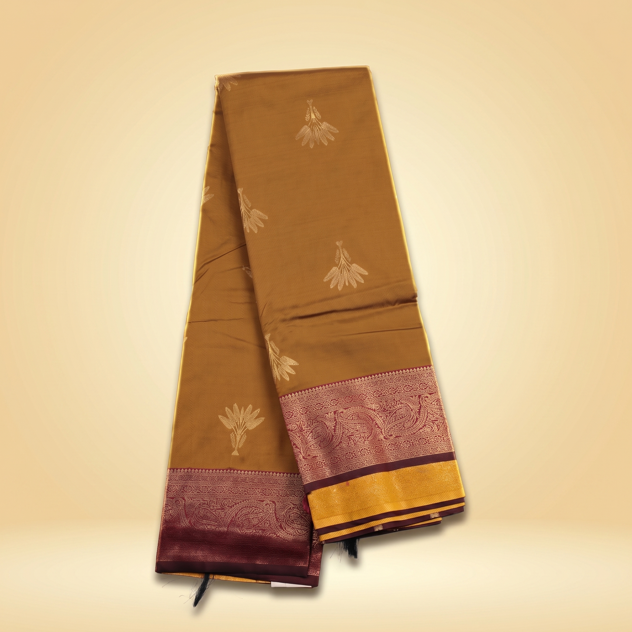 Amman Soft Silk Saree Banana Tree Design - 4inch Border for Devi Puja