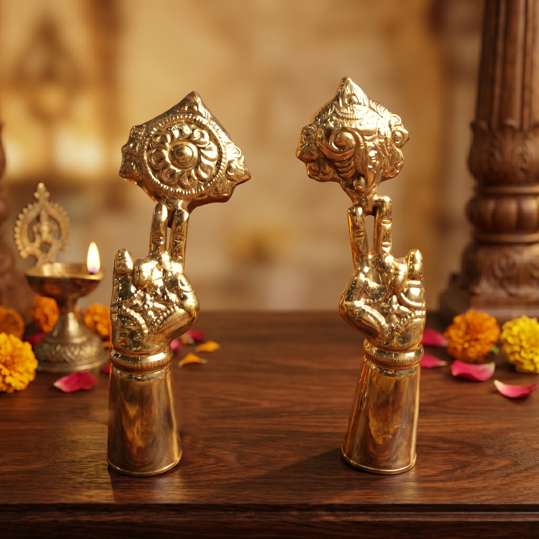 Brass Light Weight Astam for Divine Idol Decoration