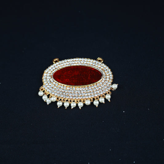 Pathakam/Pendent - Oval - Red for Idol Decoration