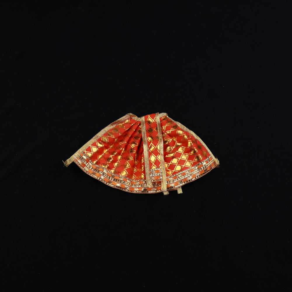 Amman Pavadai checked printed skirt in red gold diamond pattern straight front view idol dress