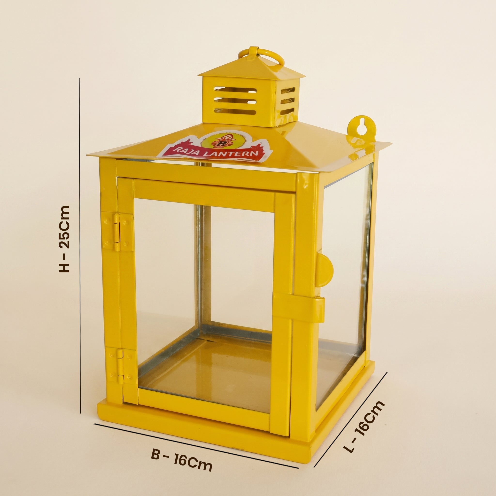 Lantern Powder Coated Yellow for Traditional Decor