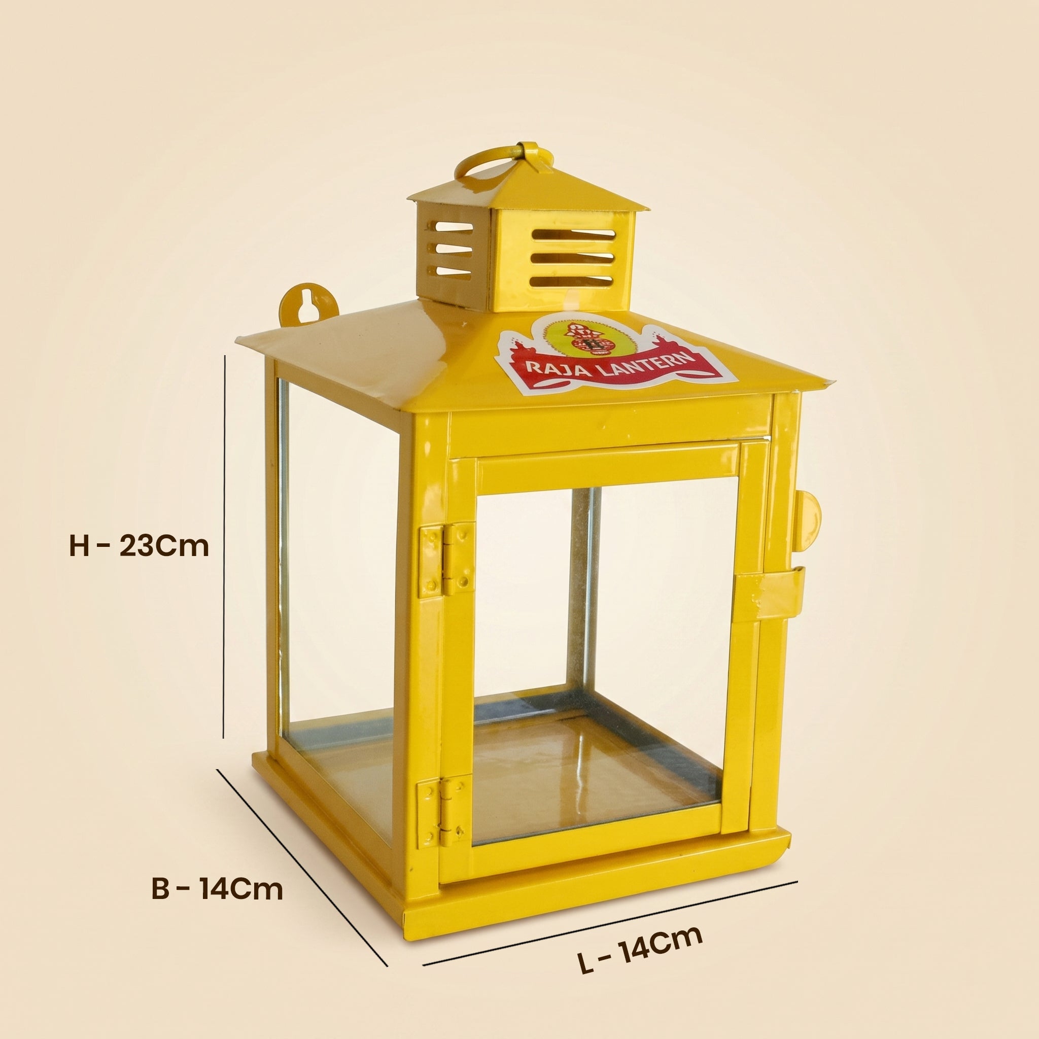Lantern Powder Coated Yellow for Traditional Decor