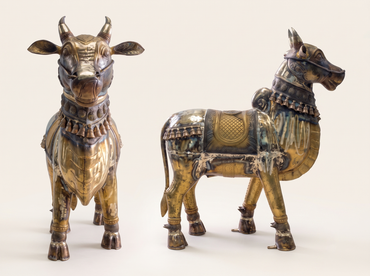 Hand-sculpting powerful divine form with ornamental crown and saddle detailing