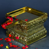 Abishega Beedam pedestal close up angle view with red rose petals for divine abhishekam pooja