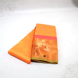 Amman saree embose yellow color with floral motif border folded view for goddess idol decoration