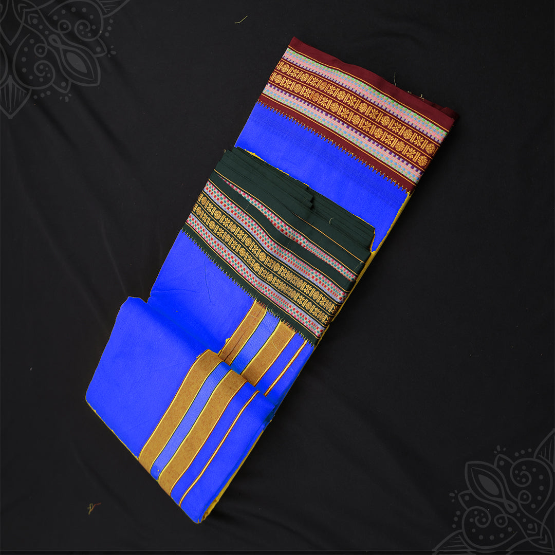 Blue 10x6 colour vesti with Padayappa design for traditional temple wear
