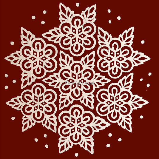 Kolam Sticker Big - Square-Maroon