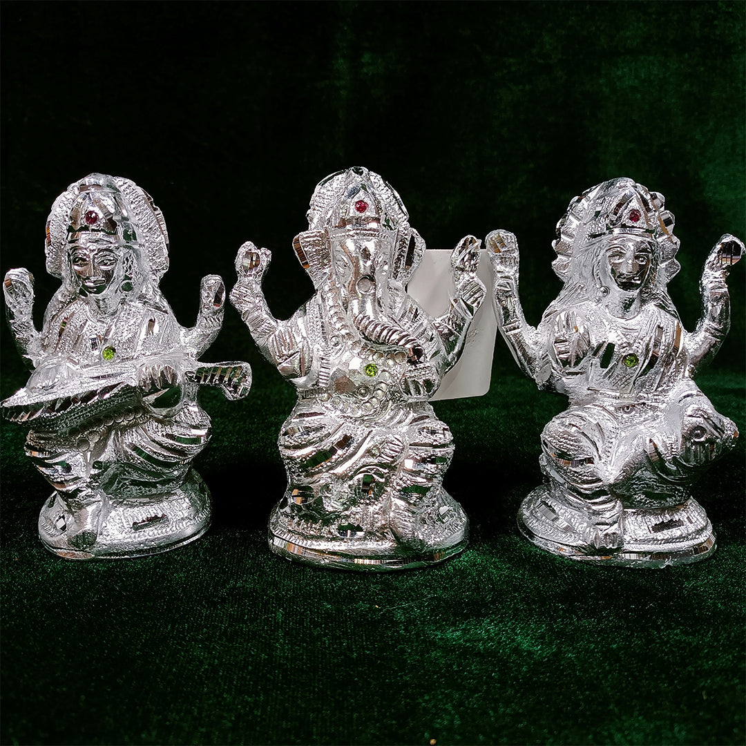 White Metal LGS - Lakshmi, Ganapathy, Saraswathy