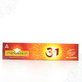 Mangaldeep 3in1 agarbatti charcoal free incense sticks red box shown in slight left angled side view against white backdrop.