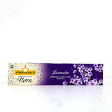 Mangaldeep lavender agarbatti flora pack straight front view with purple flowers for daily pooja fragrance