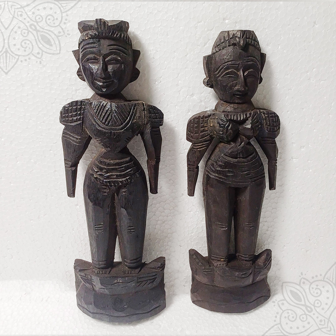 Marapachi Bommai wooden doll with traditional design and 8-inch height