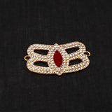Netrikan curve model 2 vibhuthi pattai Sivan slight angle curved pattai tilted bottom tip visible white stones red marquise