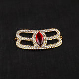 Netrikan curve model 2 vibhuthi pattai Sivan closest level view large red marquise gem curved bars open cutouts white stones