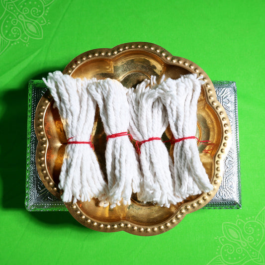 Pack of 4 small Nool thiri cotton wicks for traditional oil lamps