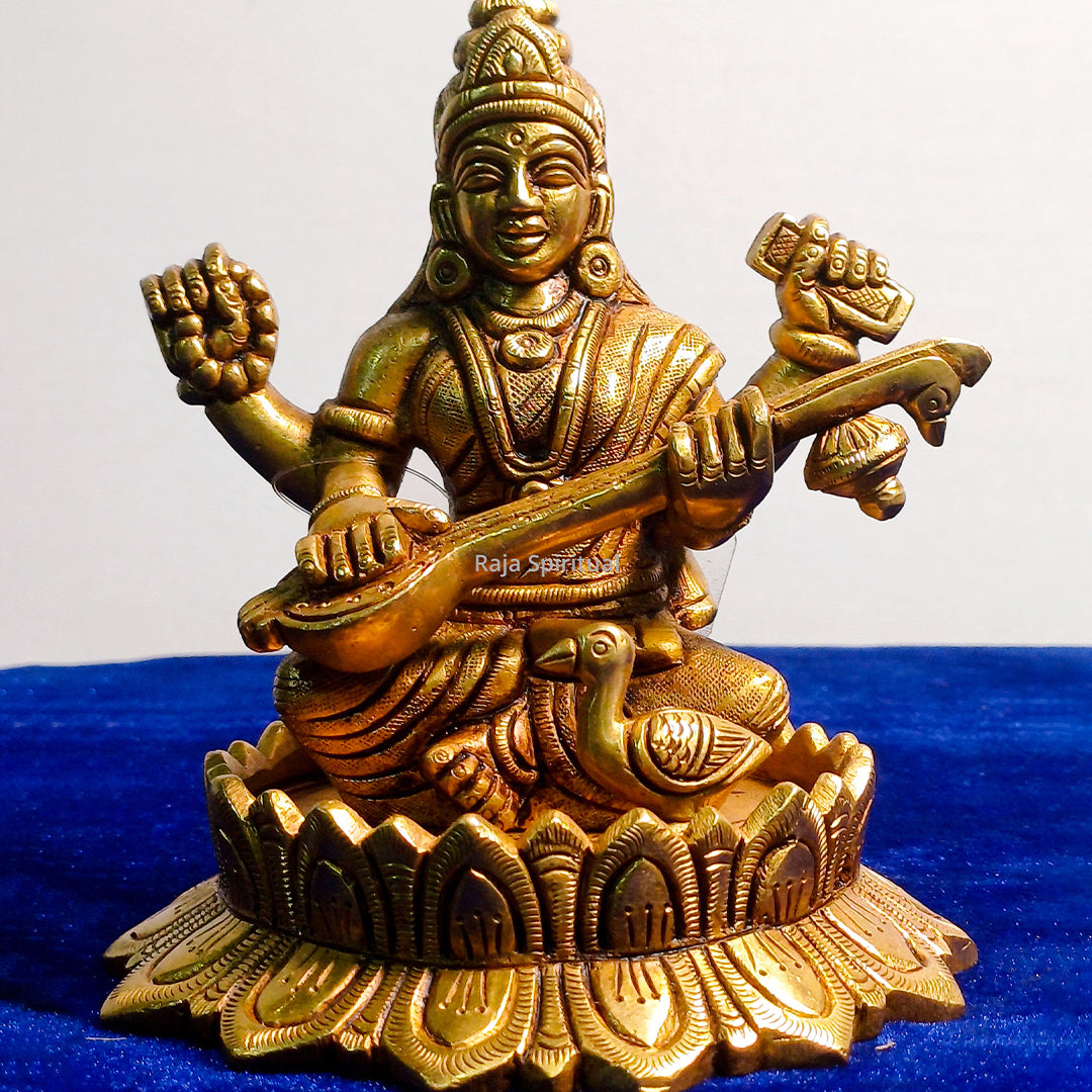 Saraswathi in lotus 5.5"