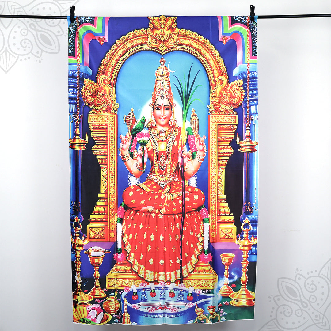 Screen Cloth Kamatchi Amman Printed 6*4 for Temple Festival Decorations