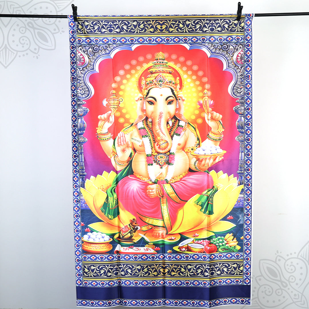 Screen Cloth Vinayagar Amman Printed 6*4 for Temple Festival Decorations