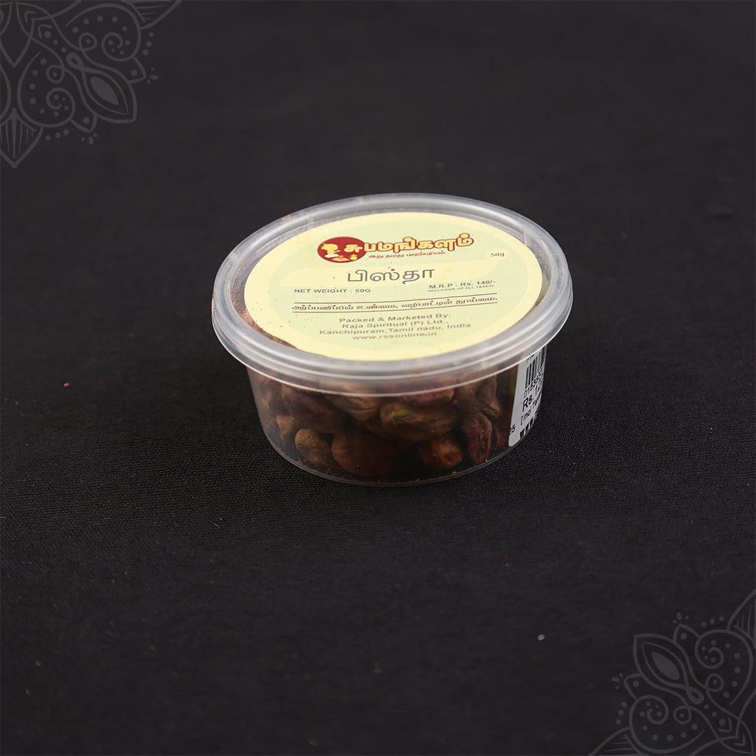 Subamangalam pista pack straight front view showing pistachios and brand label clearly