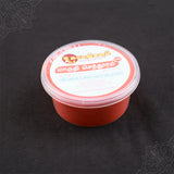 Subamangalam senthuram powder 100g tub slight right angle view showing red powder and label