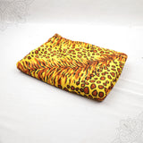 Tiger print velvet cloth 1 meter folded neatly on white background side angle view for pooja decoration