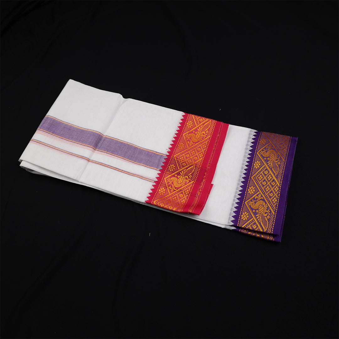 Vesti 4 muzham 3 inches - Violet/Red