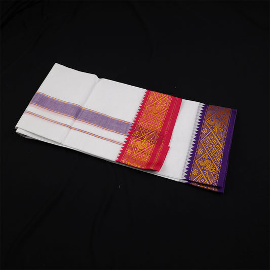 Vesti 4 muzham 3 inches - Violet/Red
