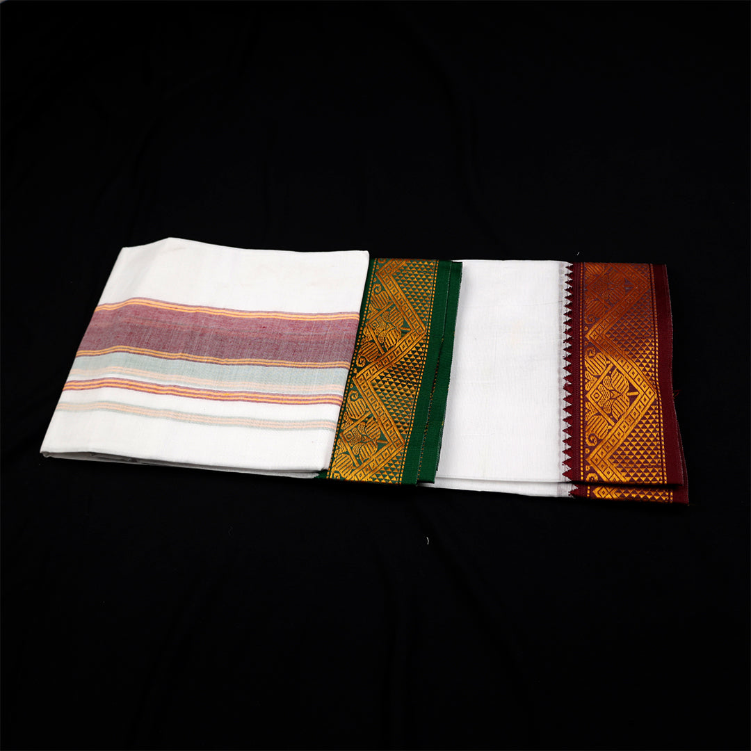 Vesti 4 muzham 3 inches - Maroon/Green