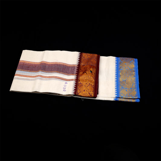 Vesti 4 muzham Jacquard - Blue with Red