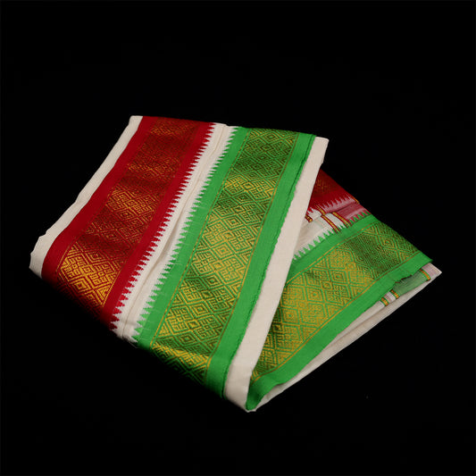 Vesti 4 muzham Maragatham - Light Green with Red